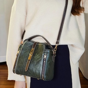 Vintage Leder Schulter & Crossbody Bag für Frauen |  Praktische Handtasche für den täglichen Gebrauch | Handgefertigtes Design | Tolle Geschenkidee!
