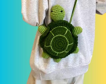 Crochet Turtle Bag Cute Animal Purse Mini Shoulder Knitted Bag Handmade Turtle Purse Tortoise Shoulder Bag Amigurumi Turtle Purse cute gift