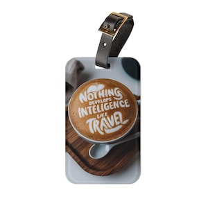 Koffie bagagelabels cadeau voor man, inspirerende reisaccessoires vrouwen, esthetische reiskofferlabel, uniek cadeau voor koffieliefhebbers