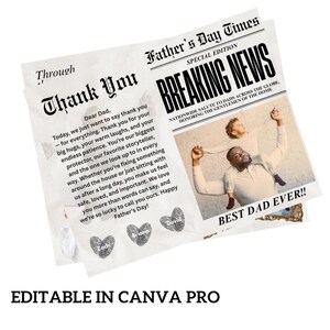 Custom Father’s Day Newspaper Template | Digital Download Only | Canva Pro Required | Funny & Sentimental Gift Idea