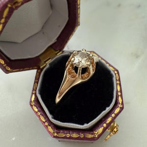 14k Gold Belcher Diamond Solitaire Vintage Ring
