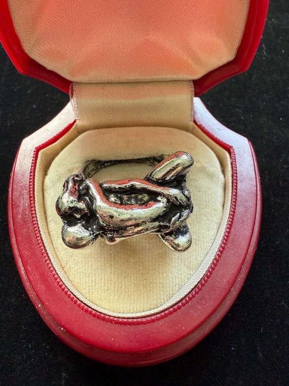 Couples Ring Silver Tone