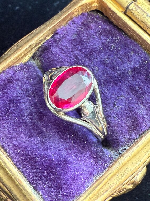 Vintage 10k White Gold Ruby Ring - image 3