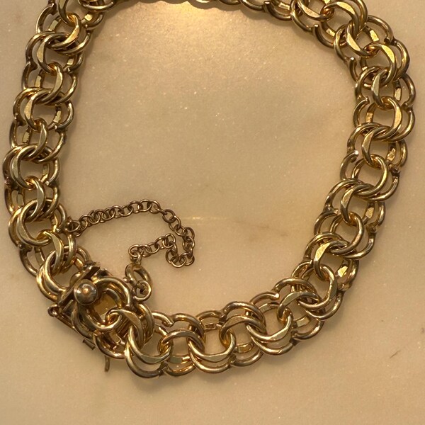 12k GF American Signed Double Link Chain Bracelet