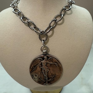 Rare Vintage Peace Angel Pendant on 20” Silver Chain
