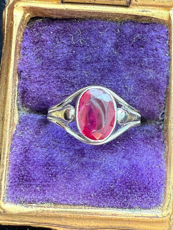 Vintage 10k White Gold Ruby Ring - image 1