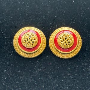 Vintage Gold Tone and Enamel Earrings