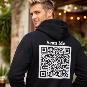 Sudadera con capucha y código QR con mensaje oculto / Sudadera unisex divertida y sarcástica, regalo de humor para adultos para compañeros de trabajo.