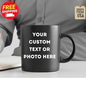 Mug photo personnalisé : cadeau personnalisé en céramique noire