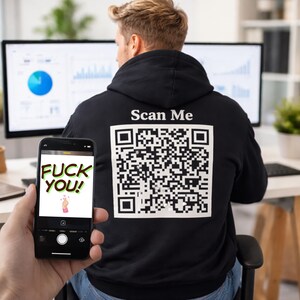 Sudadera con capucha con código QR divertido / Sudadera de trabajo con mensaje oculto / Regalo de broma unisex para la oficina
