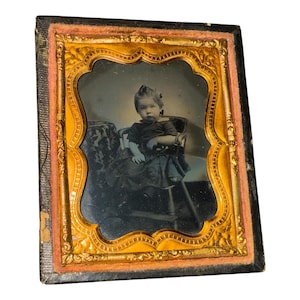 Antique Cased Ambrotype - Ninth Plate Child Portrait - Victorian Era Photography - Complete with Original Case (Unattached)