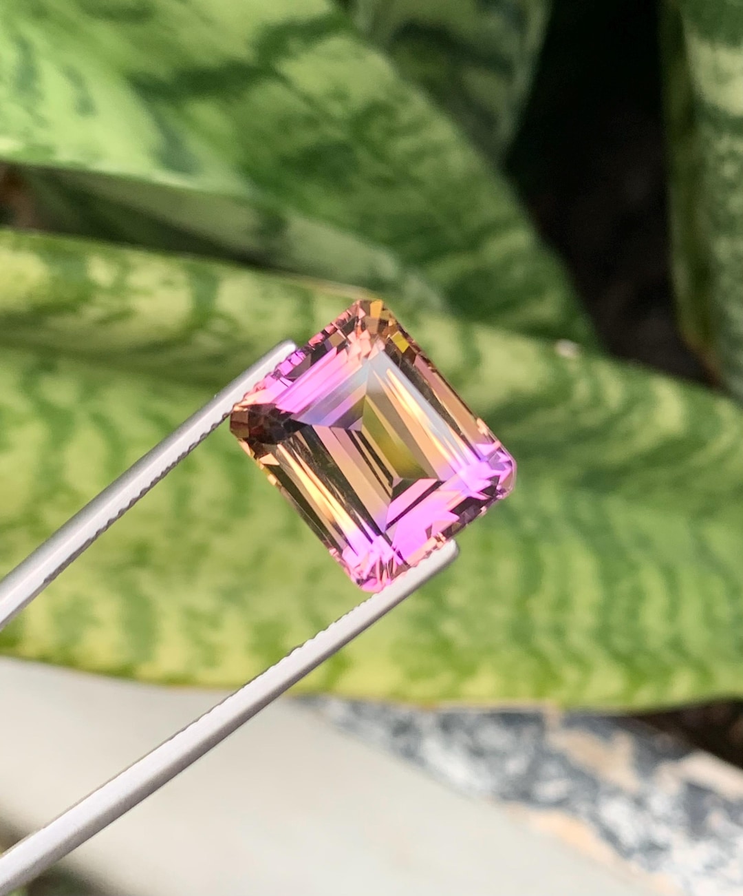 Ametrine 10.0 Carat | Natural Bi-color Stone | 10mm Emerald Cut ...