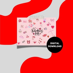 Cartões especiais de Dia dos Namorados, Cartão de Dia das Galentine, Presentes para impressão digital, Envie amor instantaneamente, Saudações exclusivas, Design de adesivos