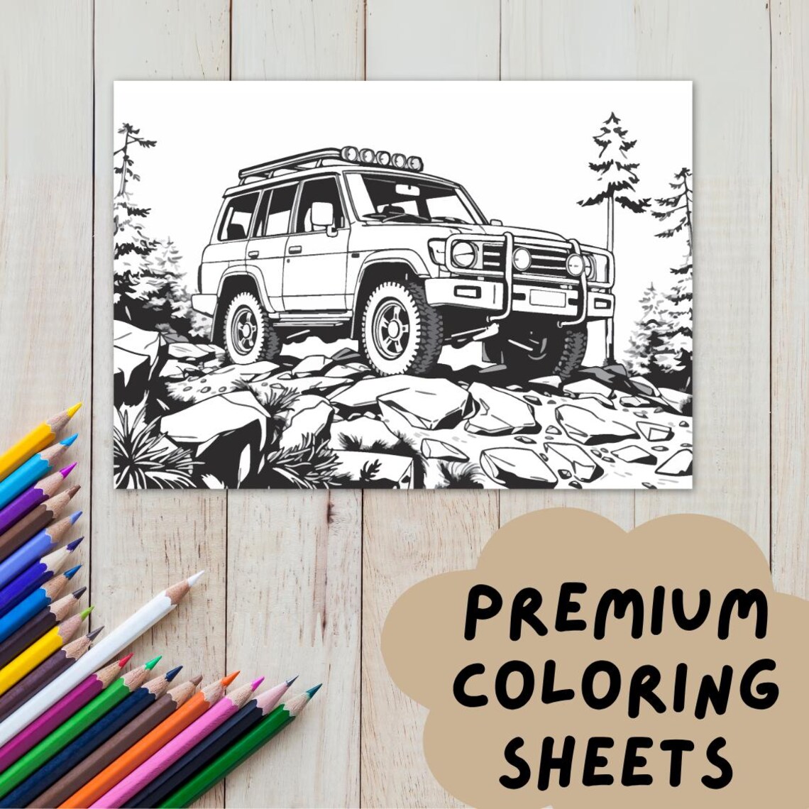 Off Road Car Coloring Pages: Aussie 4x4 Adventure (20 Page PDF Digital ...