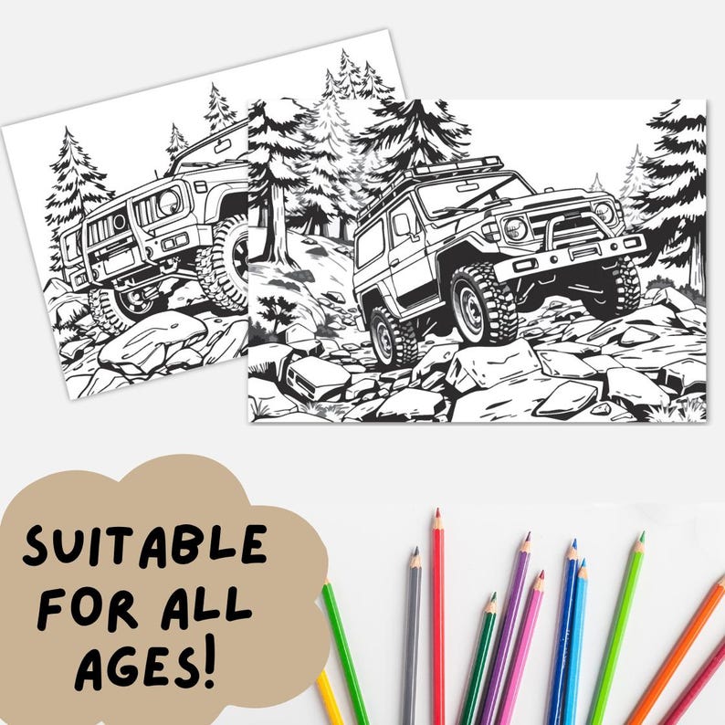 Off Road Car Coloring Pages: Aussie 4x4 Adventure (20 Page PDF Digital ...