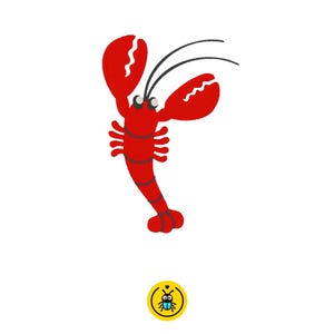 lobster sea creature embroidery design, cartoon shellfish modern, 2, 3, 4, 5 inch pattern, pes, dst, exp, hus, jef, vip, xxx file