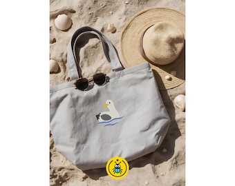 cute seagull on water design, embroidery machine, sea creatures theme, ocean life