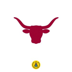 Texas longhorn embroidery design, ith mini dippy cow silhouette, bull decor, one colour farm animal ornament, digital download