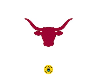 Texas longhorn embroidery design, ith mini dippy cow silhouette, bull decor, one colour farm animal ornament, digital download