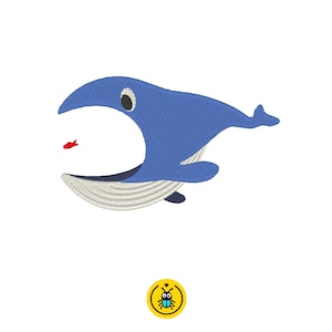 cartoon whale machine embroidery design, digital marine pattern, cute sea animal, kids embroidery file, DIY, instant download