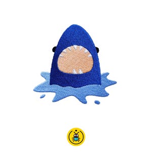 shark embroidery design for embroidery machine, sea creatures theme, cute and cartoon style