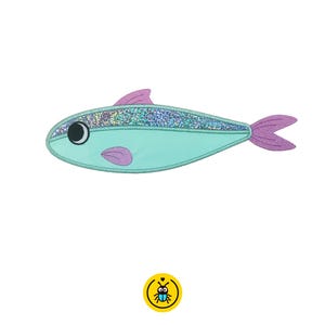 Sardine pattern, fish machine embroidery file, sea creatures and fishing theme, applique design