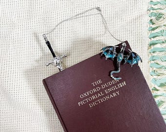 Sword Dragon Bookmark / Birthday Gifts for Book Lover / Gift For Her / Fantasy Bookworm / Anniversary Gift / Bookish Accessories