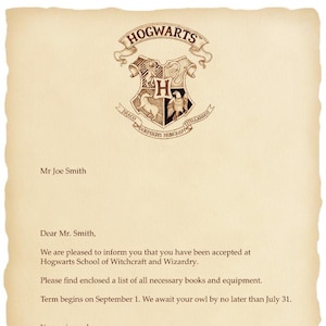 Carta de aceptación de Harry Potter *DIGITAL + IMPRIMIBLE*