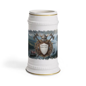Viking Beer Stein Mug - Medieval Fantasy Decor, Man Cave Gift, Personalized Drinkware, Oktoberfest Party, Unique Bar Accessory