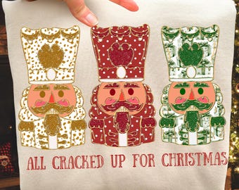 Funny Nutcracker Trio Christmas PNG, Glittery Holiday Design (Digital Download)