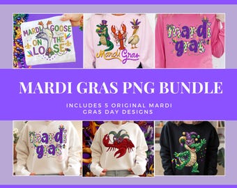 Mardi Gras PNG Bundle, Mardi Gras Goose PNG, Crawfish Alligator Mardi Gras Design, Carnival Shirt Sublimation PNG
