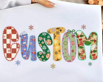 Custom Christmas Name PNG – Festive Holiday Letter Design (Digital Download)