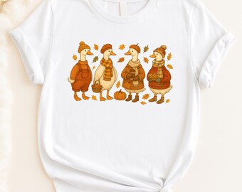 Oie d'automne douillette PNG : Clipart canards d'automne pour sublimation