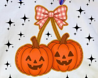 Cute Pumpkin Gingham Bow PNG, Halloween Design (Digital Download)