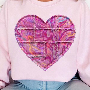 Faux Yarn Fabric Heart PNG, Valentine Sublimation Design