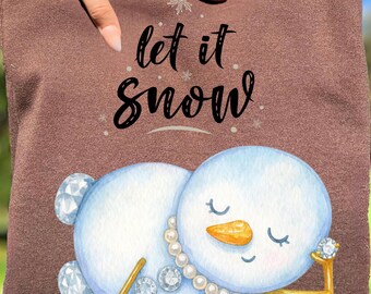 Luxury Snowman Christmas PNG: "Let It Snow" Design (Digital Download)