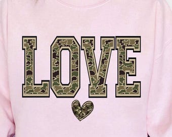 Camo LOVE PNG, Military Camouflage Love Design, Valentine Sublimation File for Shirts, Cricut Printable