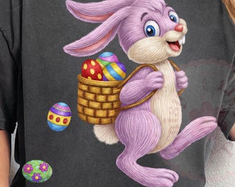 Easter Bunny Faux Yarn PNG, Spring Sublimation Design (Digital Download)