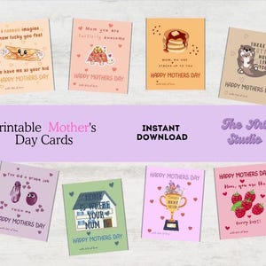 Niedliche Muttertagskarten zum Ausdrucken für Ihre Eltern|Muttertagskarten|Kinder Geschenkkarte|Verschiedene Farben|Sofort Download