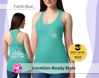 Women's Disney Park Hop Tank Top, 4 Parks 1 Day Challenge Shirt, Next Level Racerback Tank, Disney Vacation Outfit
