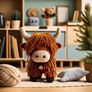 Highland Cow Crochet Pattern: Amigurumi Plush Toy (PDF Download)