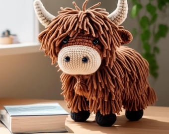 LEUK pluche Highland haakpatroon speelgoed, haakpatroon koe, gehaakt amigurumi gehaakt cadeau, gehaakt speelgoed, haken, amigurumi haken