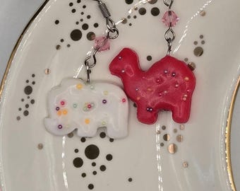 Animal Cookie Earrings - Elephant and Camel Miniature Food Charm Earrings