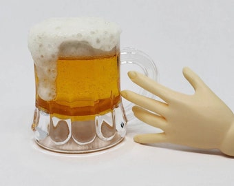 SD Miniature Beer with Foam in Mug, 1:3 Scale Ball Jointed Doll, Beer stein, Mug of beer