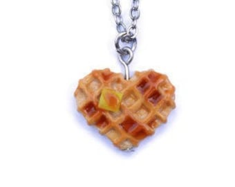 Heart Waffle Necklace - Miniature Food Jewelry - Tiny Food Jewelry