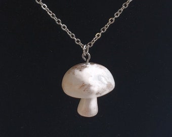 Cremini button mushroom Miniature Food Charm Necklace