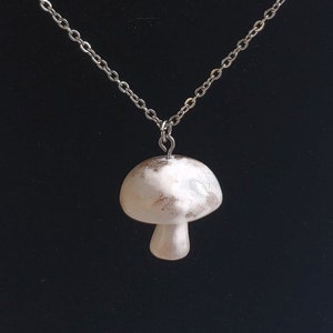 Miniature cremini button mushroom charm necklace image 1