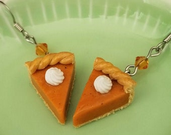 Pumpkin Pie Whipped Cream Miniature Food Charm Earrings