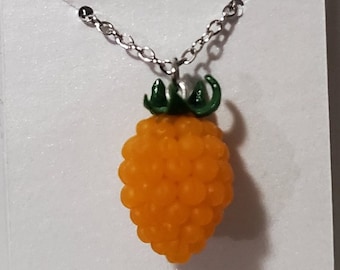 Miniature Salmonberry charm necklace