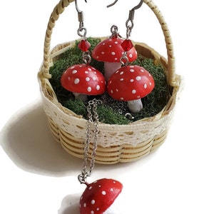 Miniature Fly Amanita mushroom charm necklace image 4